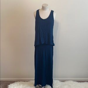 Navy bodycon dress with beaded collar